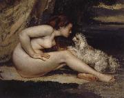Gustave Courbet Nude Woman with Dog Spain oil painting artist